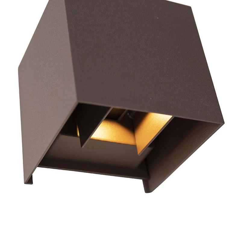 QAZQA Buiten Wandlamp Roestbruin Incl. LED 2-lichts IP54 - Edwin - Afbeelding 7