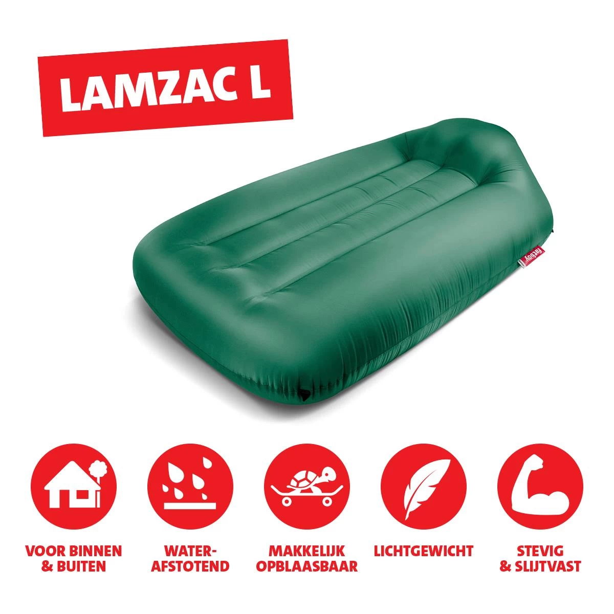 Fatboy Air Lounger - Luchtzak - Oplaasbare Zitzak Lamzac L - Groen - Afbeelding 6