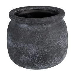 Clayre & Eef Bloempot Ø 15x13 Cm Grijs Keramiek Rond Bloempot Binnen
