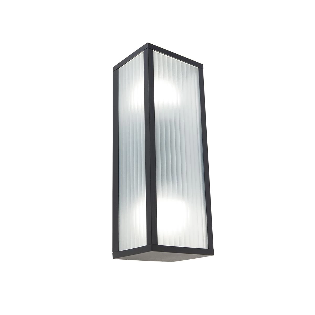 QAZQA Smart Buiten Wandlamp Zwart Met Ribbel Glas Incl. 2 Wifi A60 - - Afbeelding 3