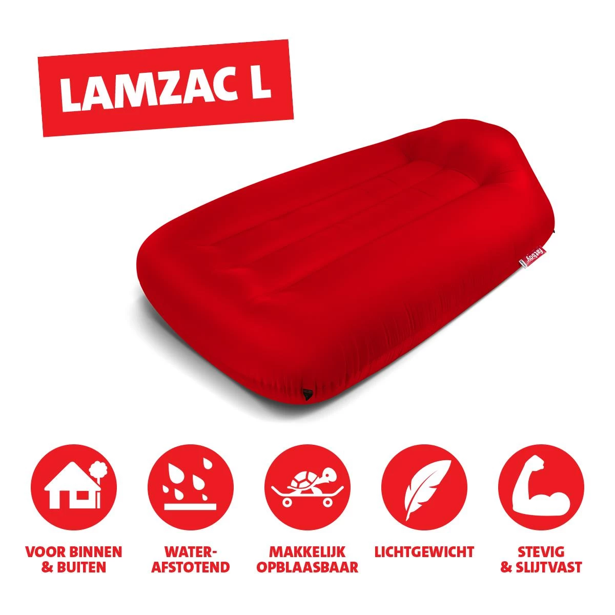 Fatboy Air Lounger - Luchtzak - Oplaasbare Zitzak Lamzac L - Rood - Afbeelding 6