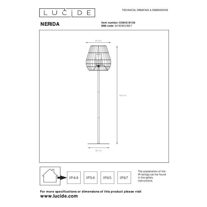 Lucide NERIDA Vloerlamp - Zwart - Afbeelding 5