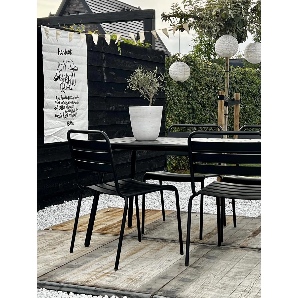 MaximaVida Max 150 Cm Zwarte Tuinset Met 2 Stoelen En 1 Bank - Afbeelding 2