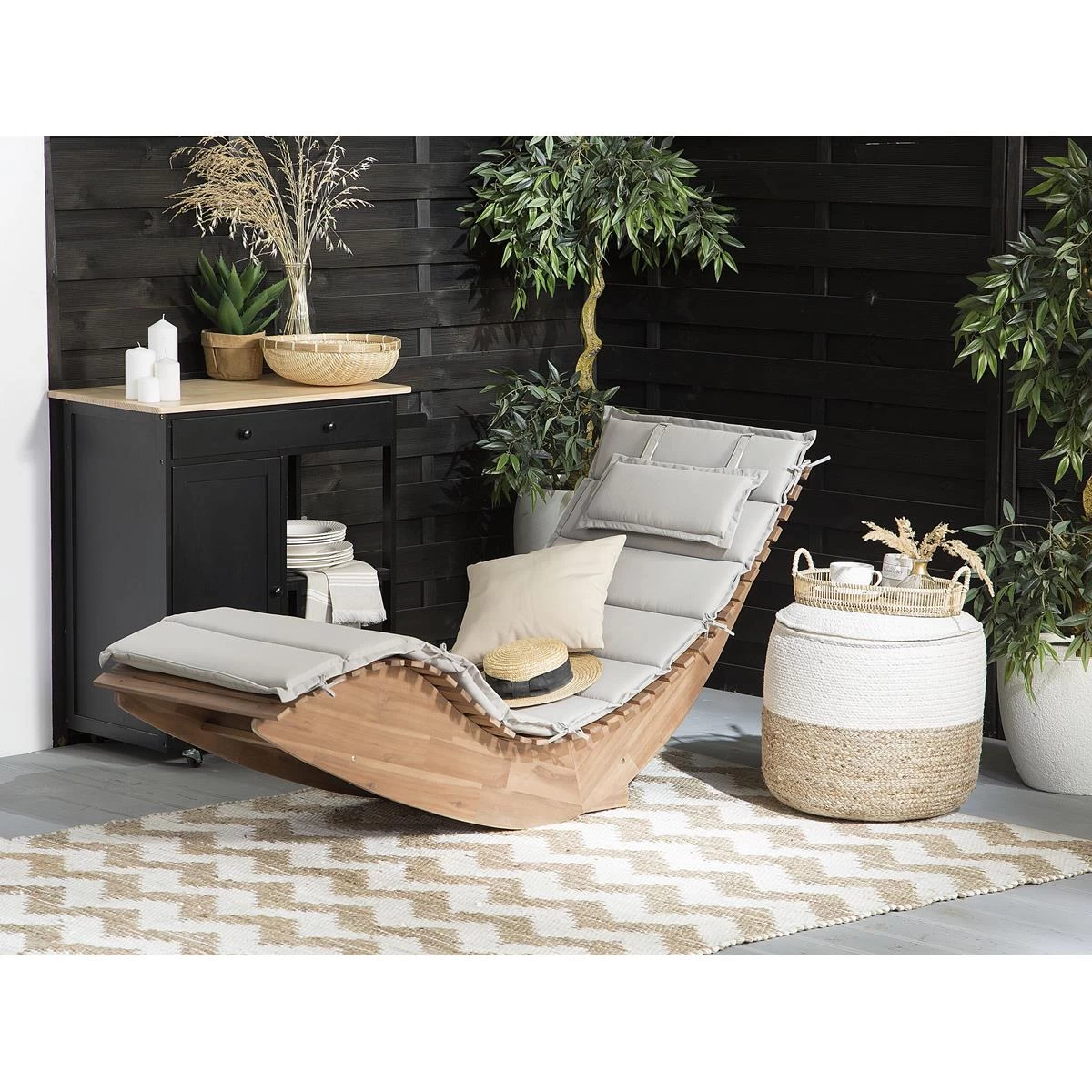 Beliani - BRESCIA - Strandstoel Set Van 2 - Lichte Houtkleur|Taupe - Afbeelding 2