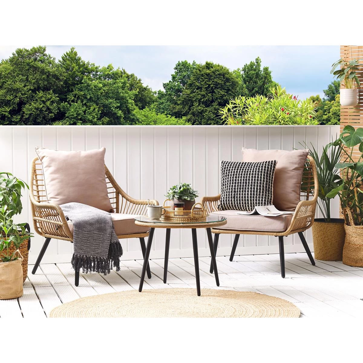 Beliani - LAURETO - Bistroset Voor 2 - Natuurlijk - PE Rotan - Afbeelding 2