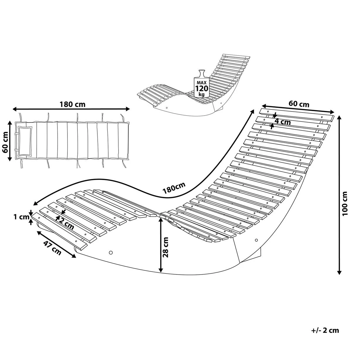 Beliani - BRESCIA - Strandstoel Set Van 2 - Lichte Houtkleur|Taupe - Afbeelding 12