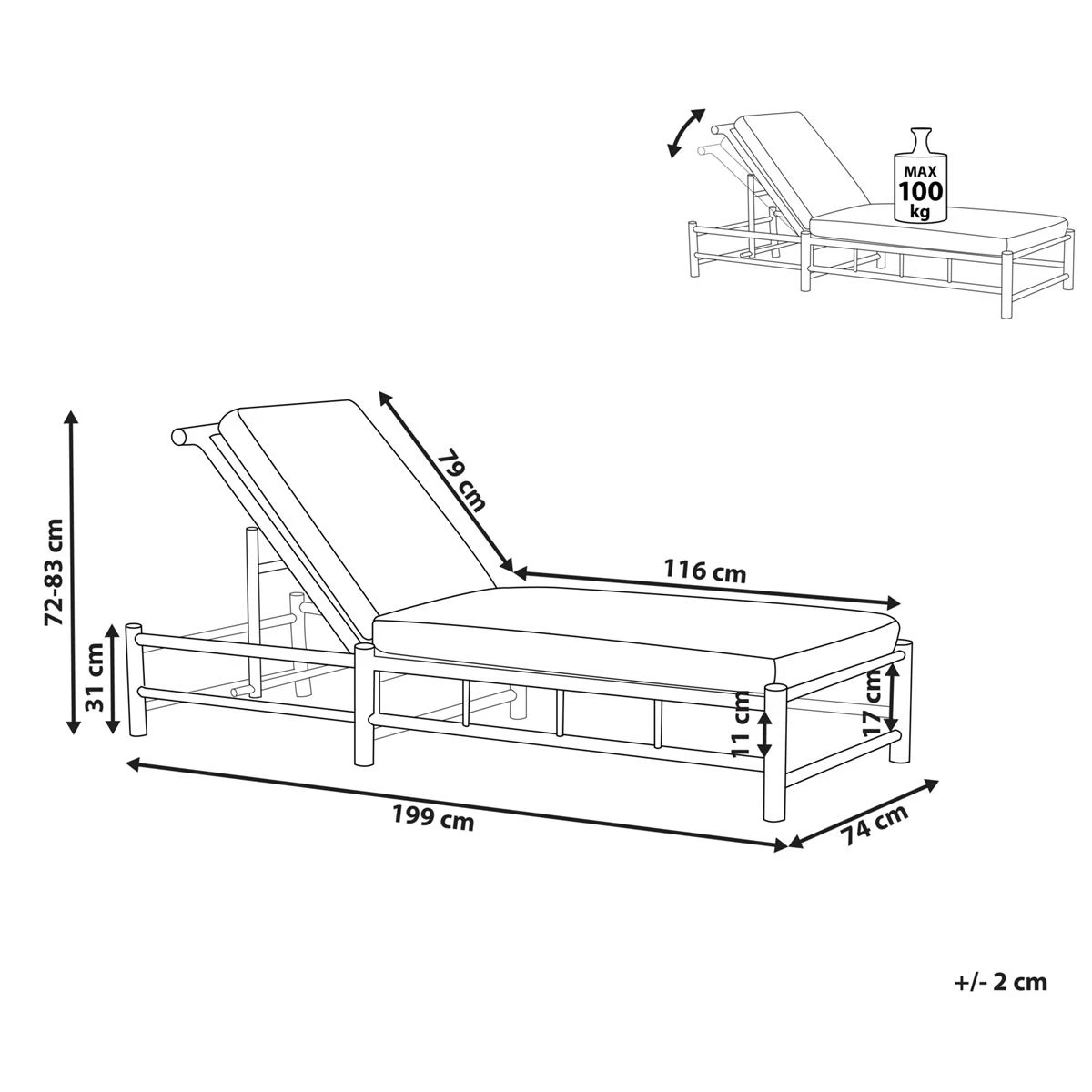 Beliani - LIGURE - Ligstoel - Lichte Houtkleur - Bamboehout - Afbeelding 9