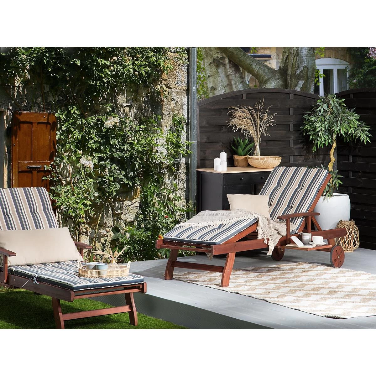 Beliani - MARLBORO | JAVA | TOSCANA - Ligstoel - Donkere Houtkleur - Afbeelding 2