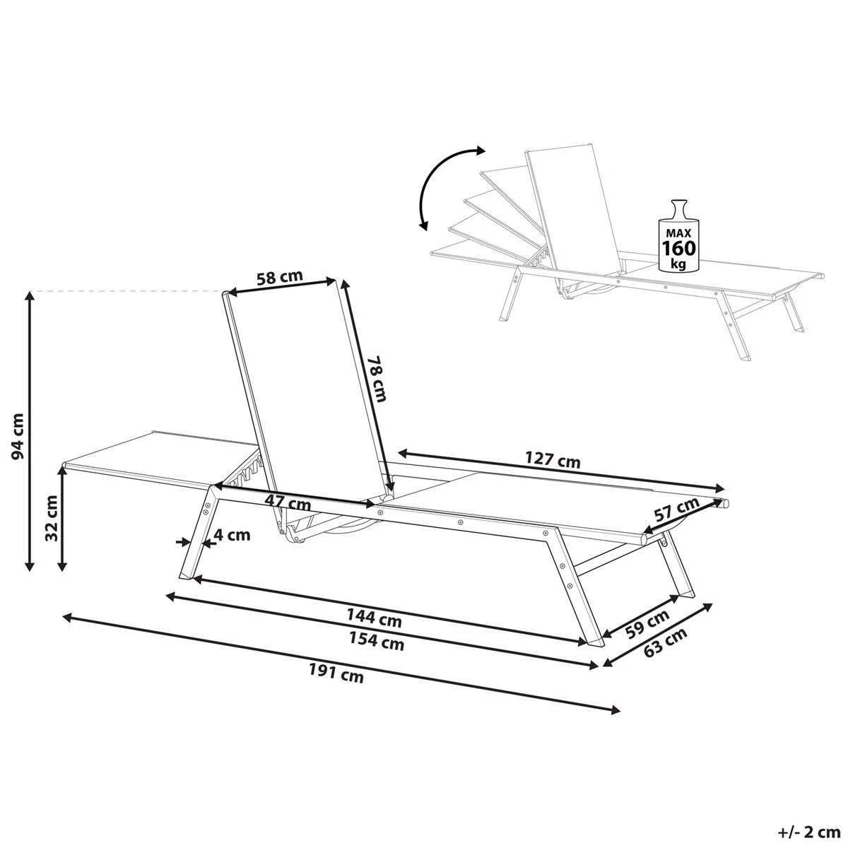 Beliani - VERNAZZA - Strandstoel - Grijs - Staal - Afbeelding 9