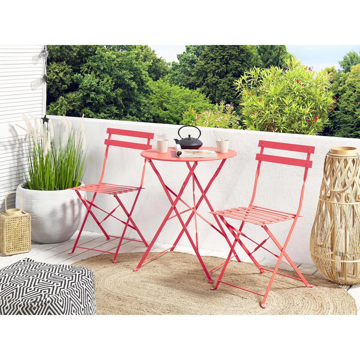 Beliani - FIORI - Bistroset Voor 2 - Rood - Staal - Afbeelding 2