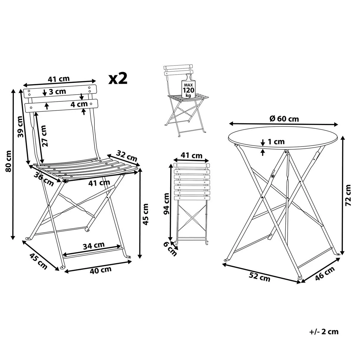 Beliani - FIORI - Bistroset Voor 2 - Rood - Staal - Afbeelding 11