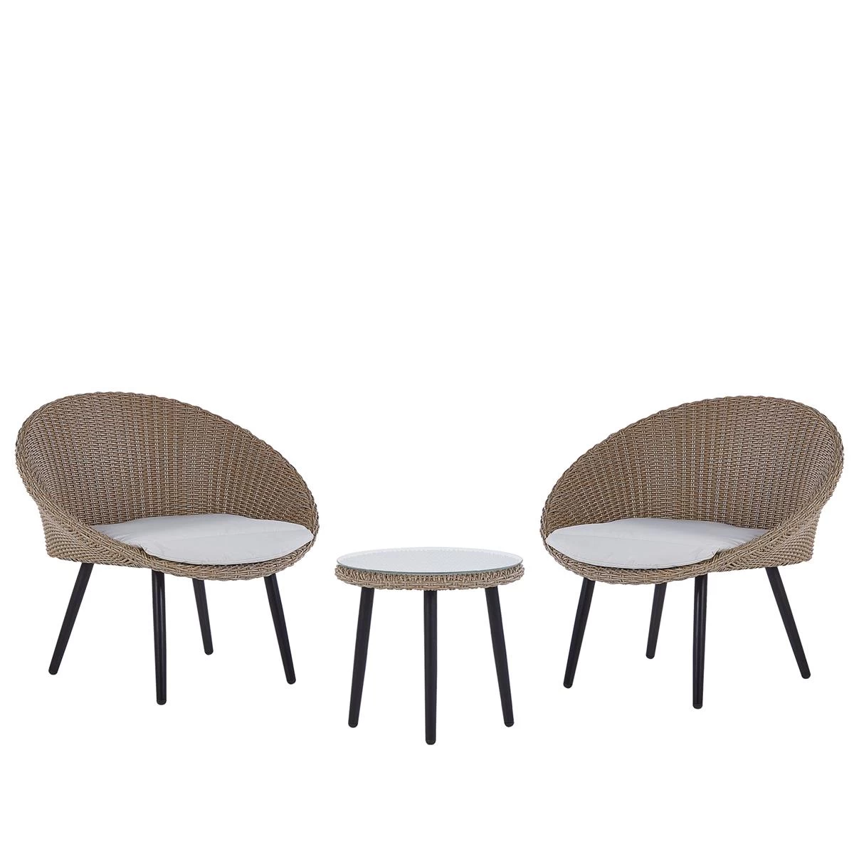 Beliani - ORTIGIA - Bistroset Voor 2 - Natuurlijk - PE Rotan