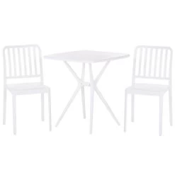 Beliani - SERSALE - Bistroset Voor 2 - Wit - Synthetisch Materiaal