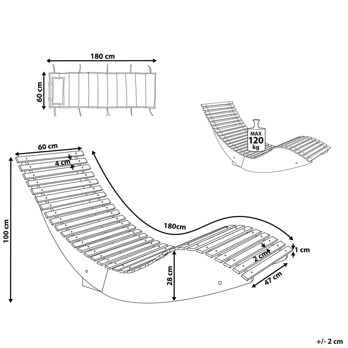 Beliani - BRESCIA - Strandstoel Set Van 2 - Lichte Houtkleur|Blauw - Afbeelding 11