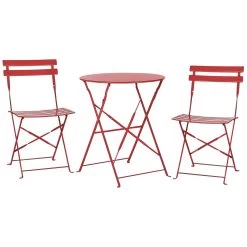 Beliani - FIORI - Bistroset Voor 2 - Rood - Staal