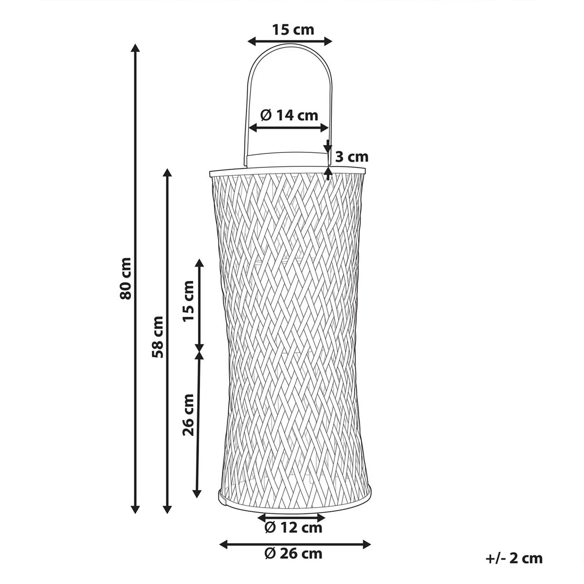Beliani - MACTAN - Lantaarn - Naturel - 58 Cm - Bamboe - Afbeelding 4