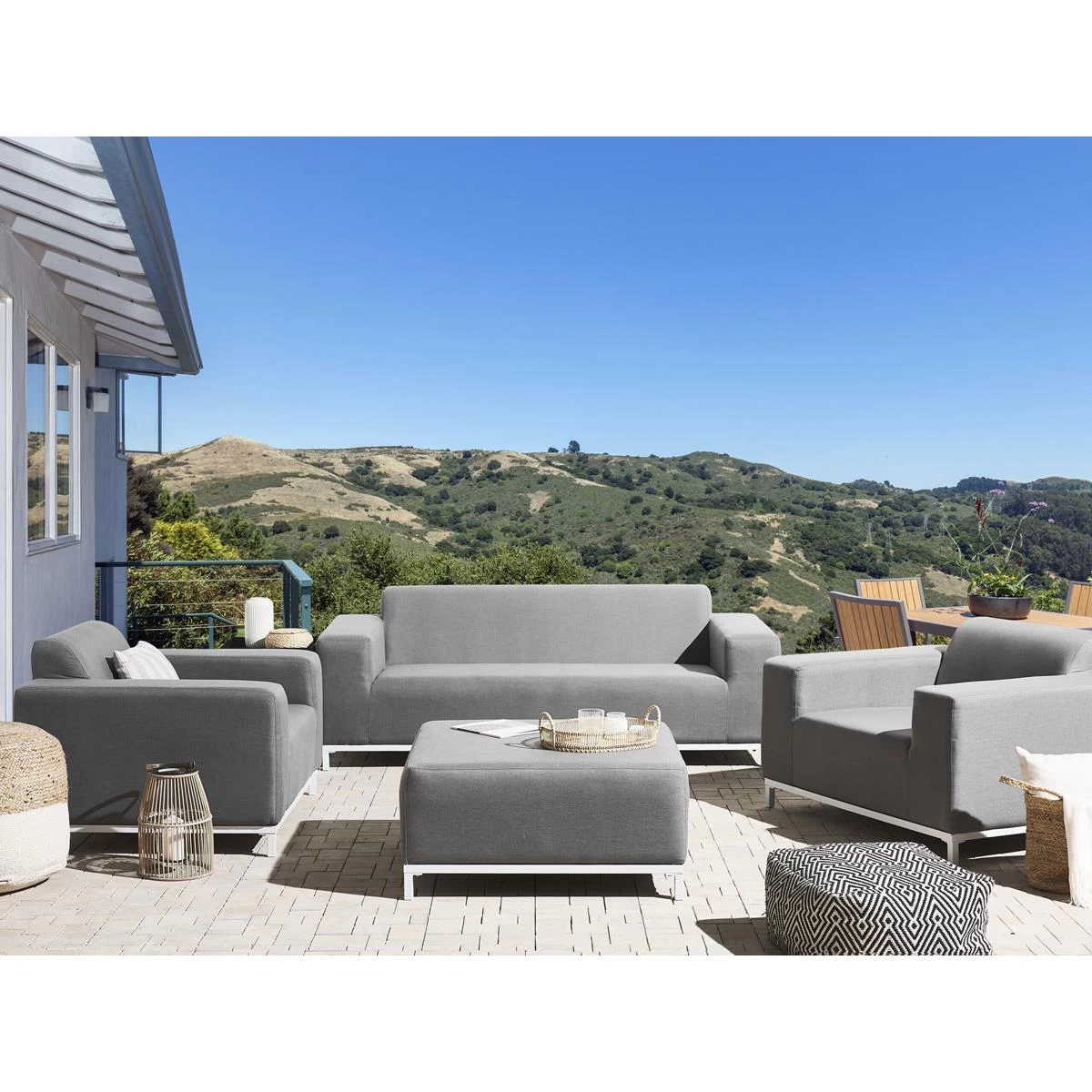 Beliani - ROVIGO - Loungeset Voor 5 - Grijs - Polyester - Afbeelding 2