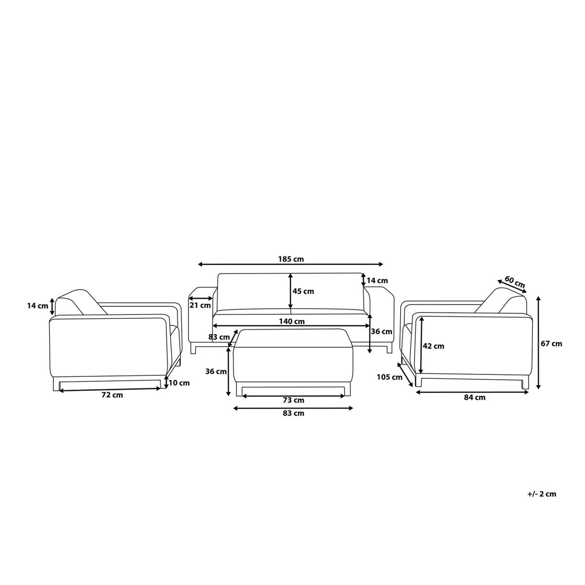 Beliani - ROVIGO - Loungeset Voor 5 - Grijs - Polyester - Afbeelding 12