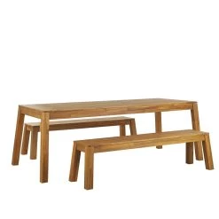 Beliani-LIVORNO -Tuinset Voor 6 2 Banken-Lichte Houtkleur-Acaciahout