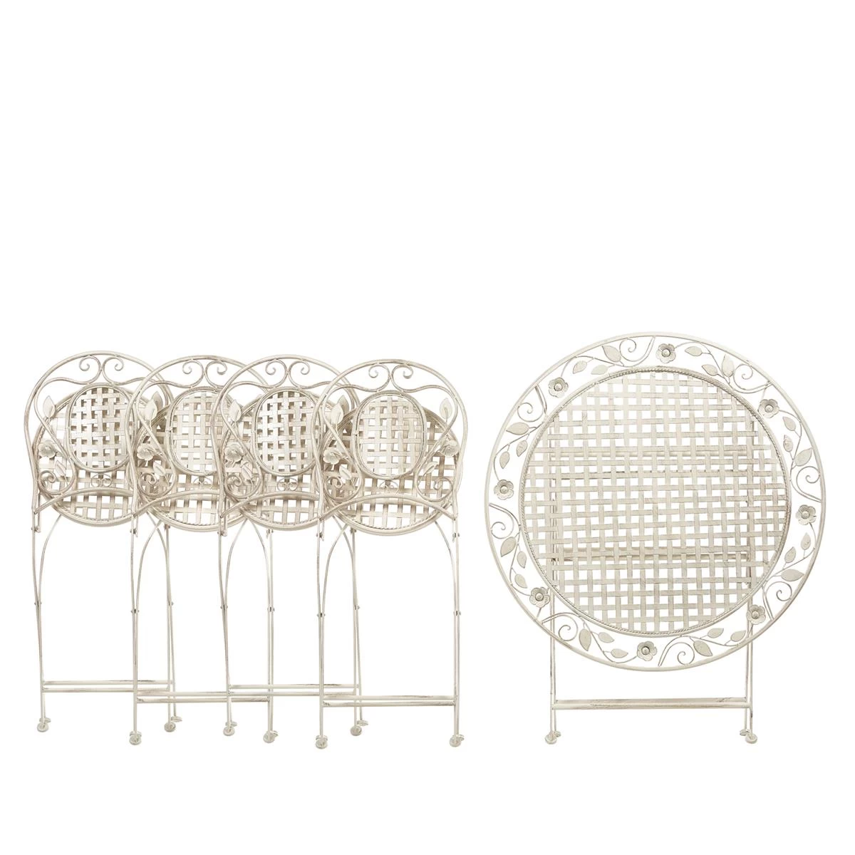 Beliani - BIVIO - Tuinset Voor 4 - Wit - IJzer - Afbeelding 3