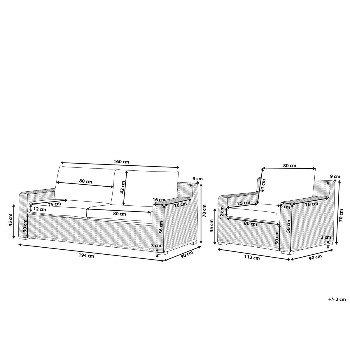 Beliani - ARDEA - Loungeset Voor 4 - Natuurlijk - Rotan - Afbeelding 3