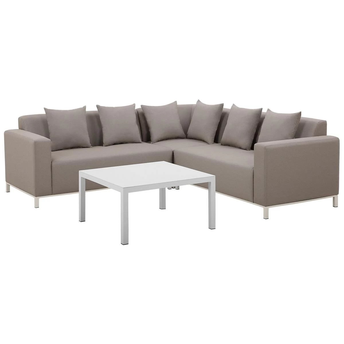 Beliani - BELIZE - Loungeset Voor 5 - Beige - Polyester