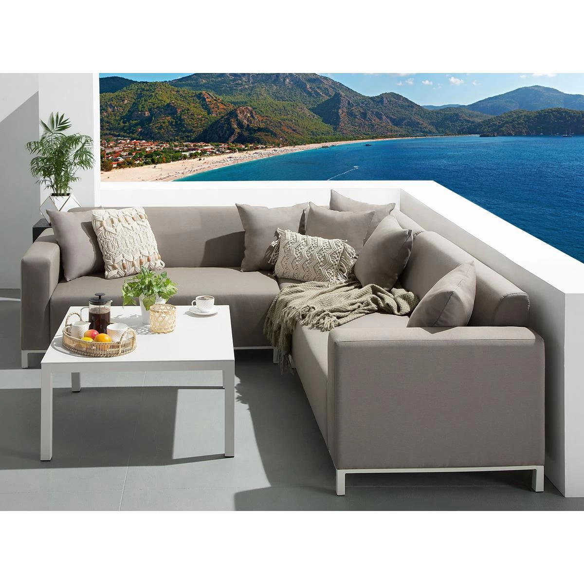 Beliani - BELIZE - Loungeset Voor 5 - Beige - Polyester - Afbeelding 2