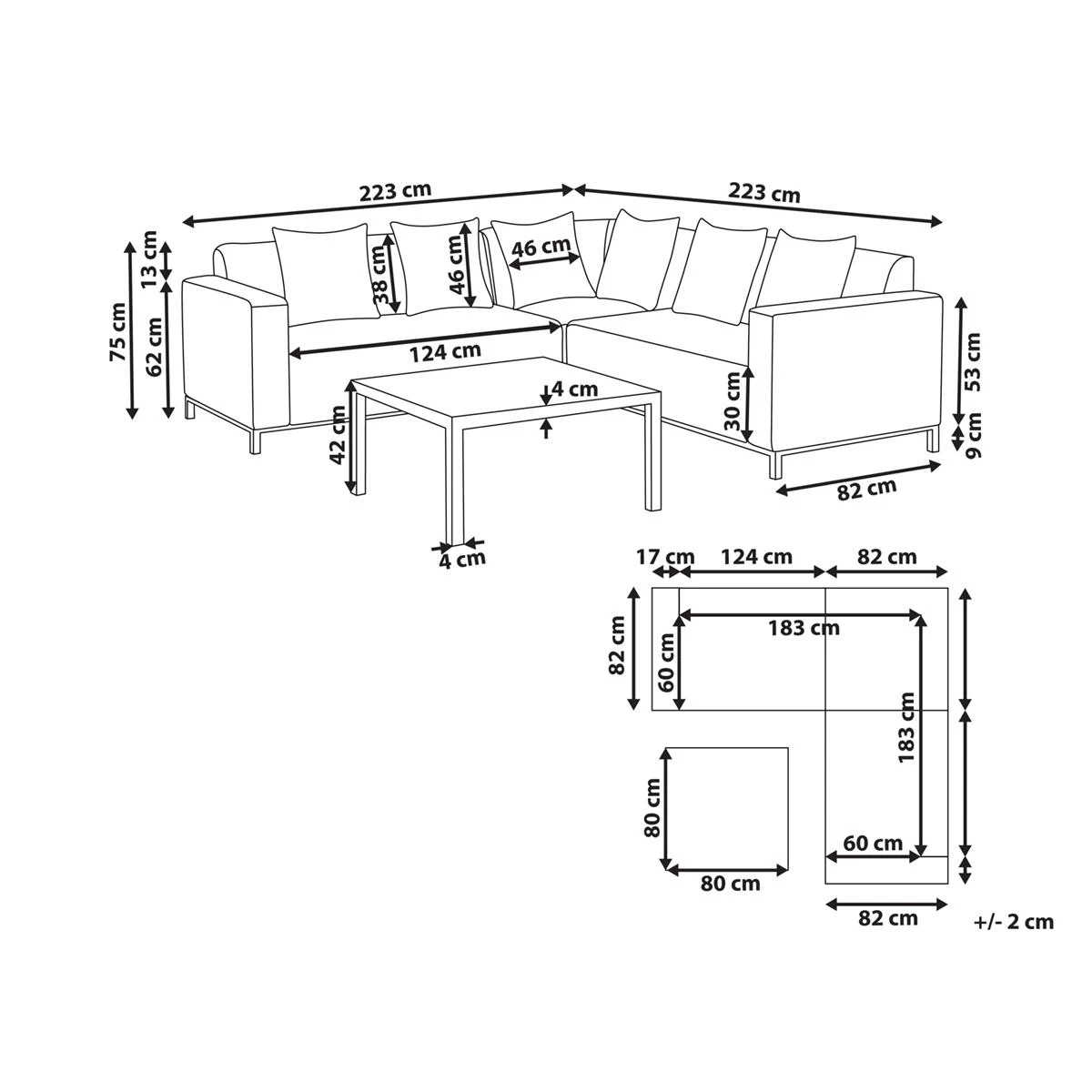 Beliani - BELIZE - Loungeset Voor 5 - Beige - Polyester - Afbeelding 10