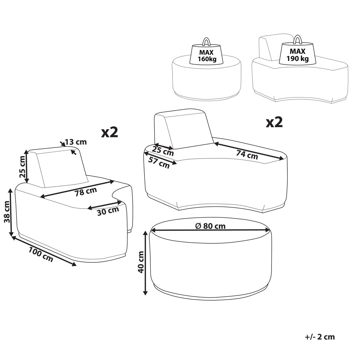 Beliani - FABRO - Loungeset Voor 4 - Grijs - Polyester - Afbeelding 11