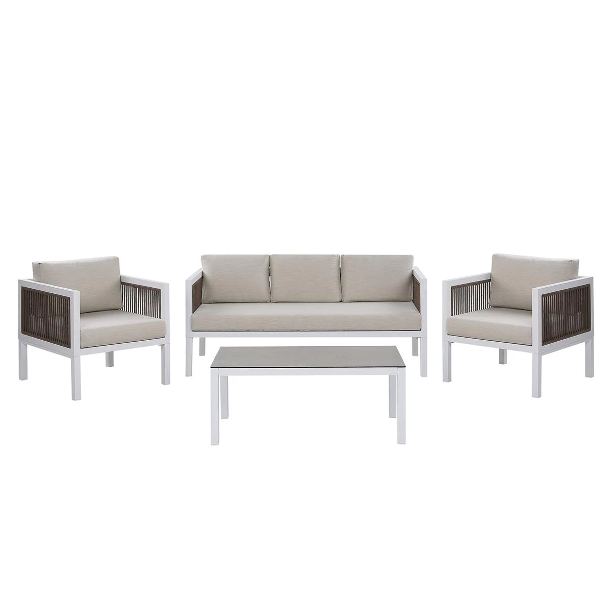 Beliani - BORELLO - Loungeset Voor 5 - Wit - Aluminium