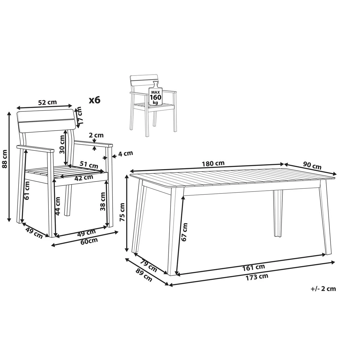 Beliani - FORNELLI - Tuinset Voor 6 - Lichte Houtkleur - Acaciahout - Afbeelding 10