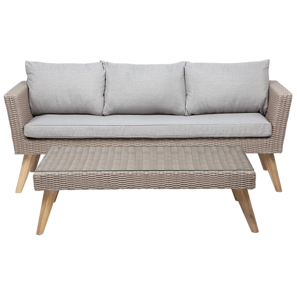 Beliani - VITTORIA - Loungeset Voor 5 - Natuurlijk - PE Rotan - Afbeelding 3