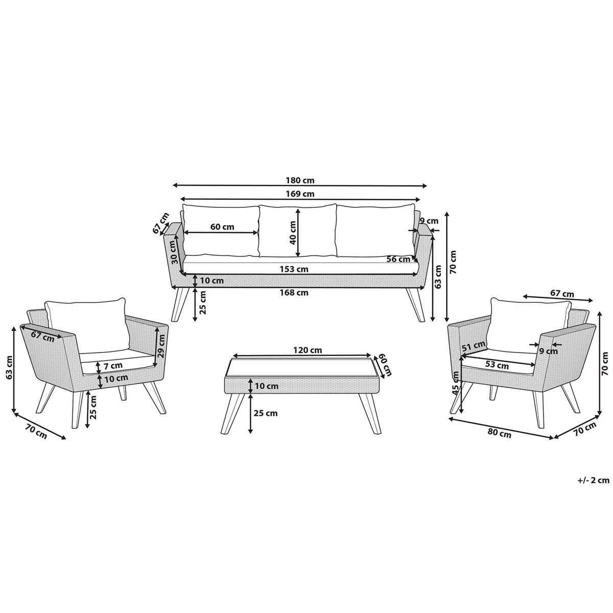 Beliani - VITTORIA - Loungeset Voor 5 - Natuurlijk - PE Rotan - Afbeelding 12