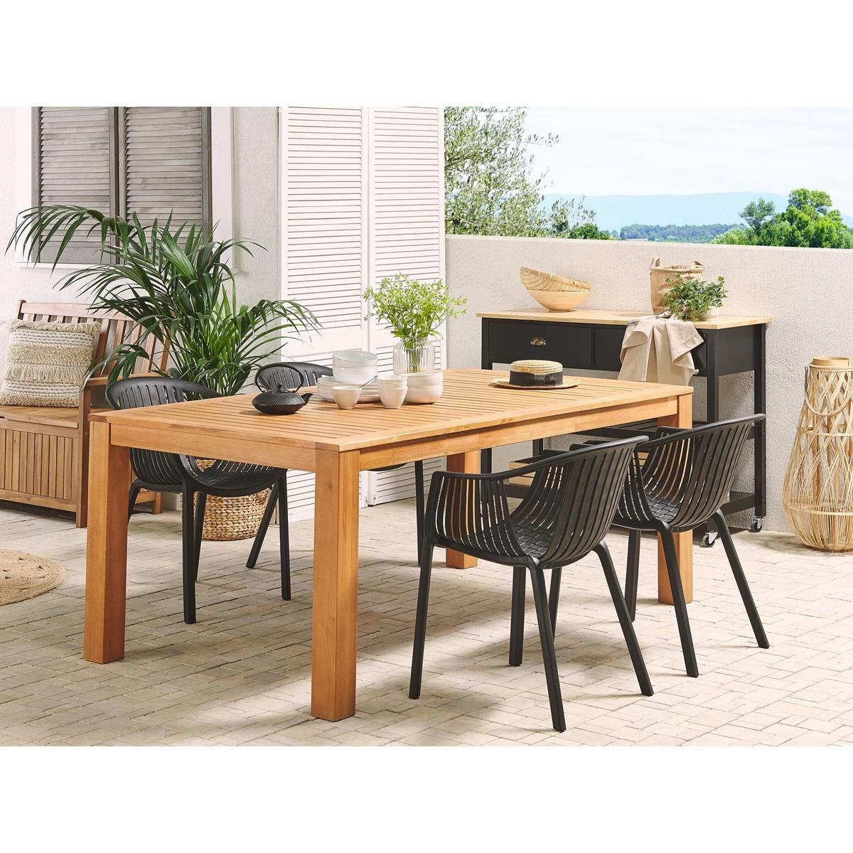 Beliani-NAPOLI -Tuinstoel Set Van 4-Zwart-Synthetisch Materiaal - Afbeelding 2