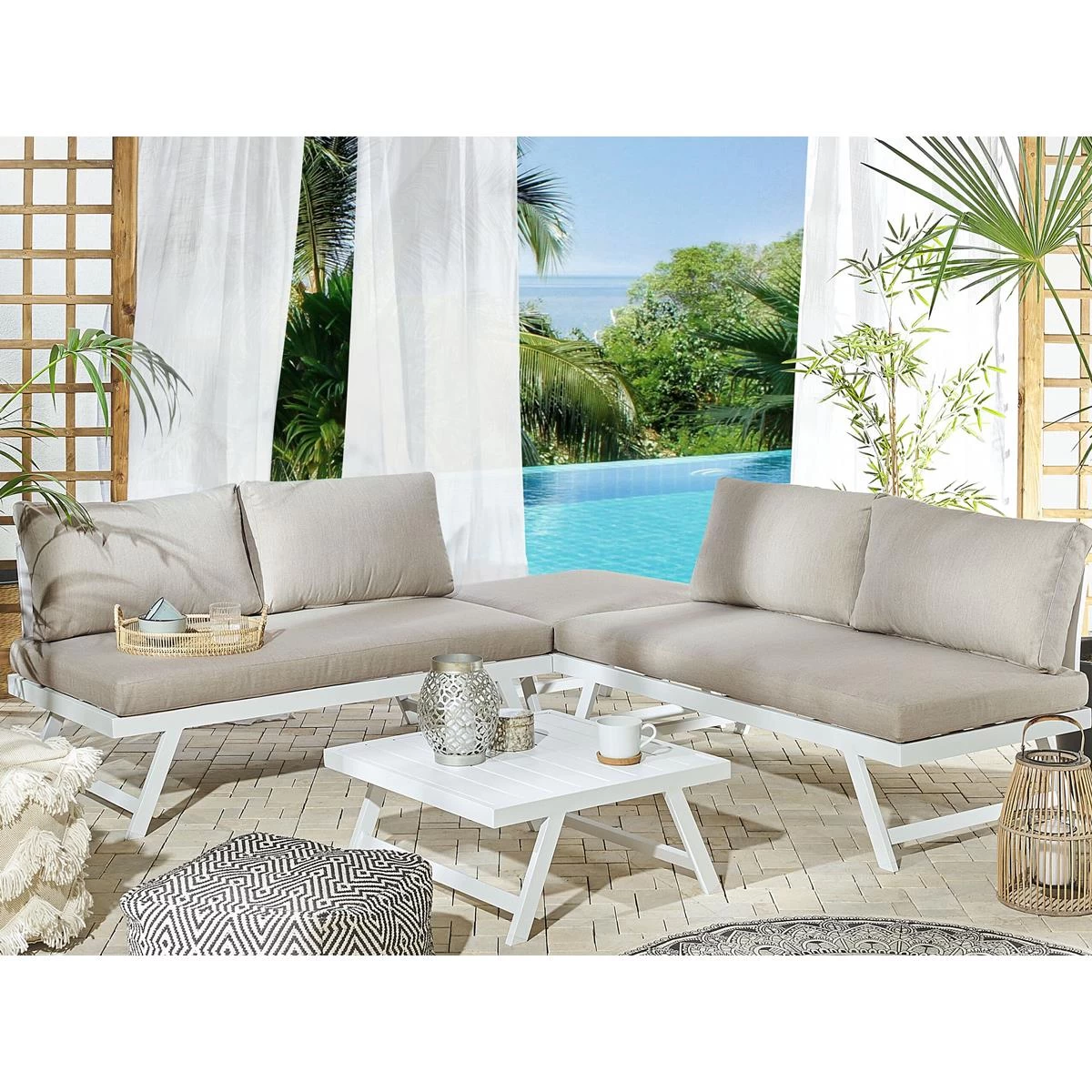 Beliani - COCCORINO - Loungeset Voor 5 - Grijs - Aluminium - Afbeelding 2