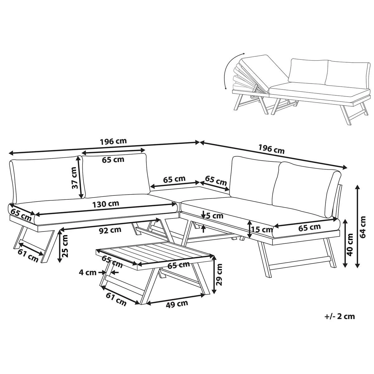 Beliani - COCCORINO - Loungeset Voor 5 - Grijs - Aluminium - Afbeelding 3