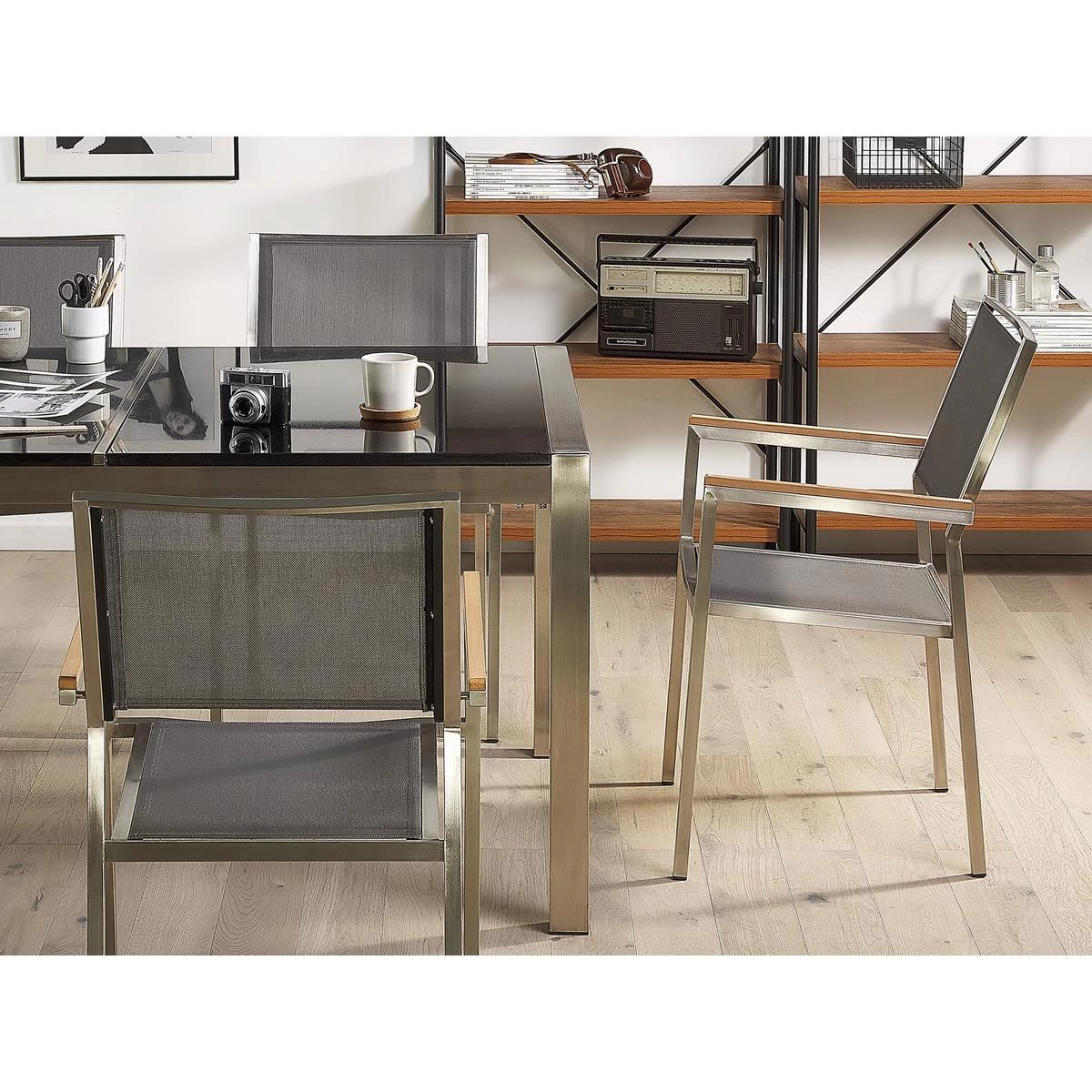 Beliani - GROSSETO - Tuinstoel Set Van 4 - Grijs - Polyester - Afbeelding 2