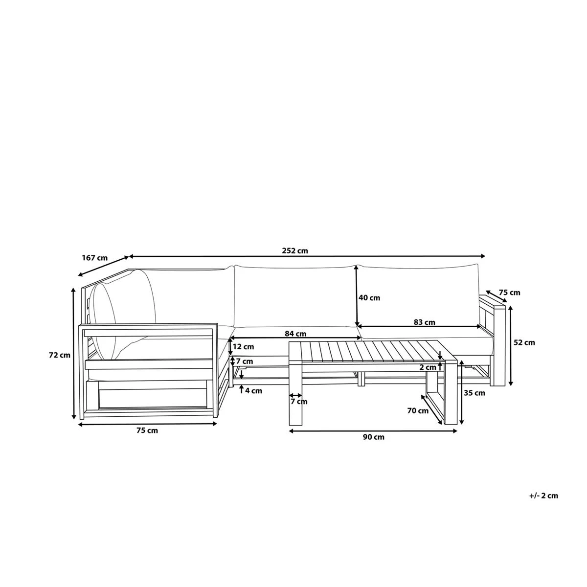Beliani-TIMOR-Loungeset Voor 4-Lichte Houtkleur-FSC® Acaciahout - Afbeelding 12