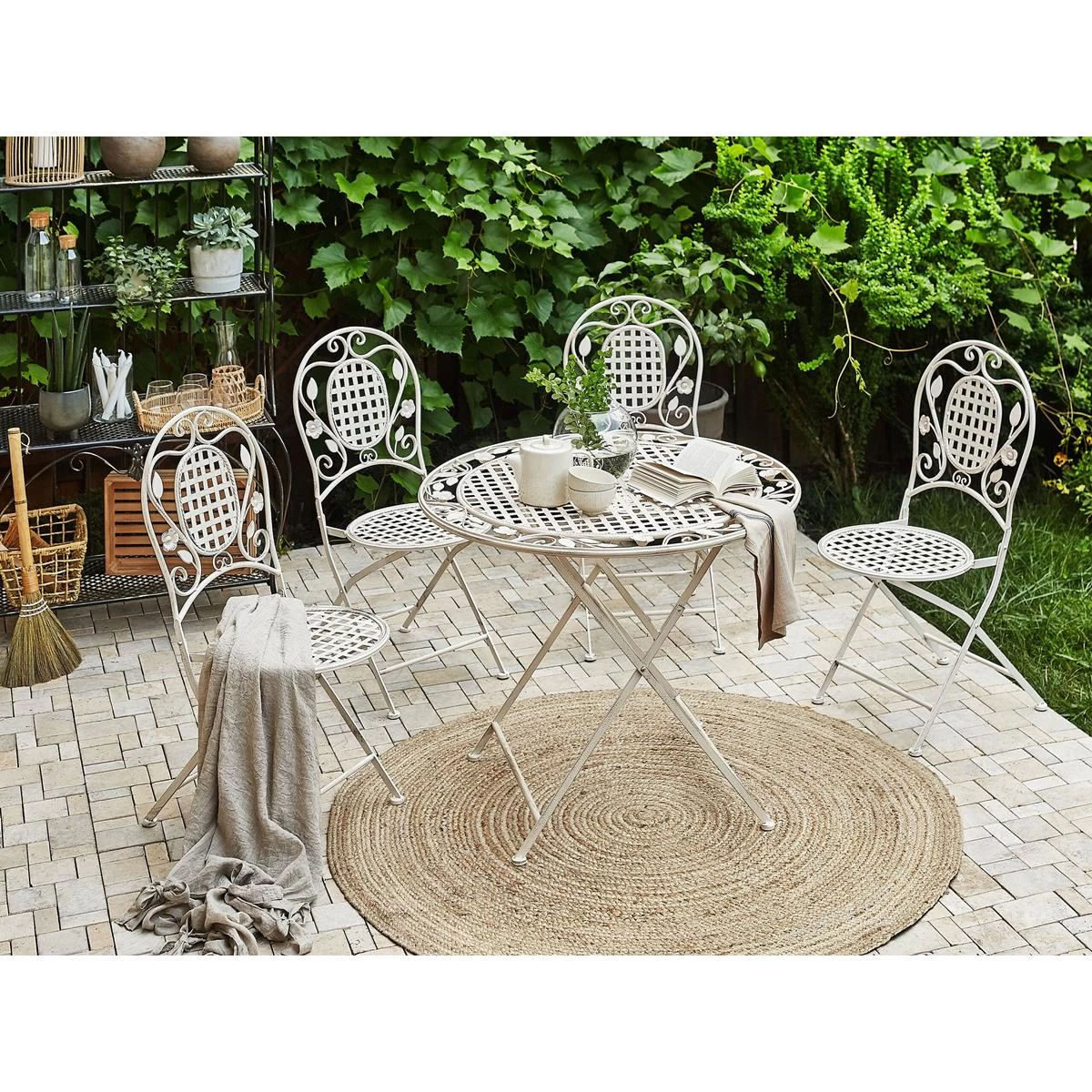 Beliani - BIVIO - Tuinset Voor 4 - Wit - IJzer - Afbeelding 2
