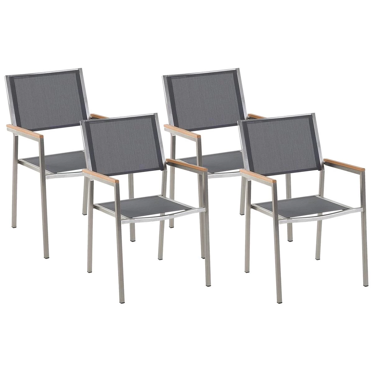 Beliani - GROSSETO - Tuinstoel Set Van 4 - Grijs - Polyester