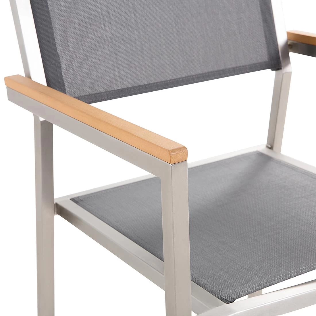 Beliani - GROSSETO - Tuinstoel Set Van 4 - Grijs - Polyester - Afbeelding 4