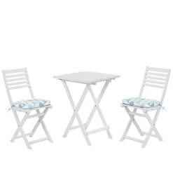 Beliani - FIJI - Bistroset Voor 2 - Wit |Blauw - Acaciahout