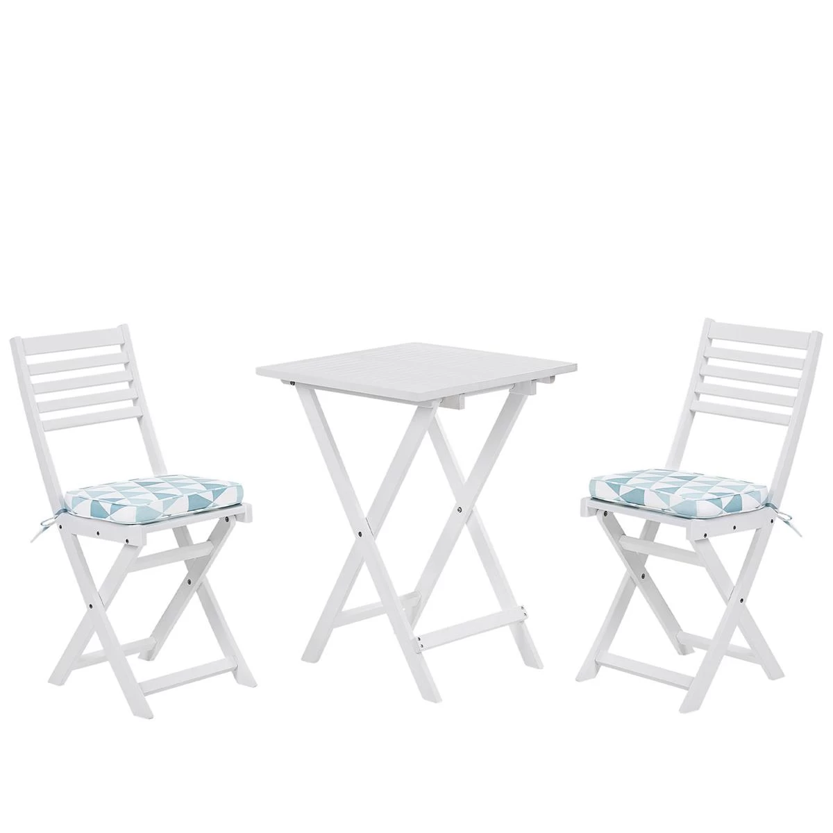 Beliani - FIJI - Bistroset Voor 2 - Wit |Blauw - Acaciahout