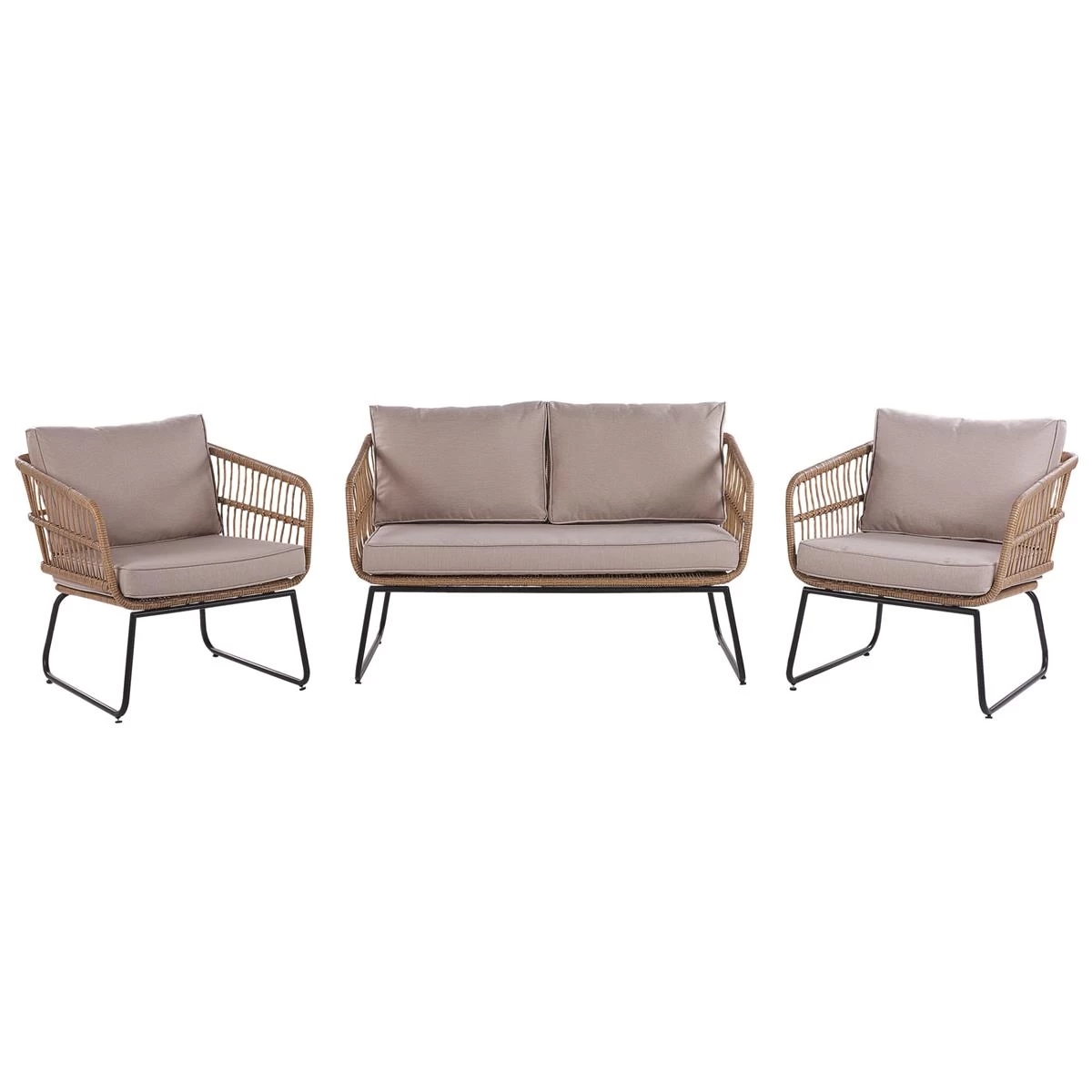 Beliani - RAVELLO - Loungeset Voor 4 - Natuurlijk - PE Rotan - Afbeelding 3