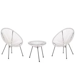 Beliani - ACAPULCO II - Bistroset Voor 2 - Wit - PE Rotan