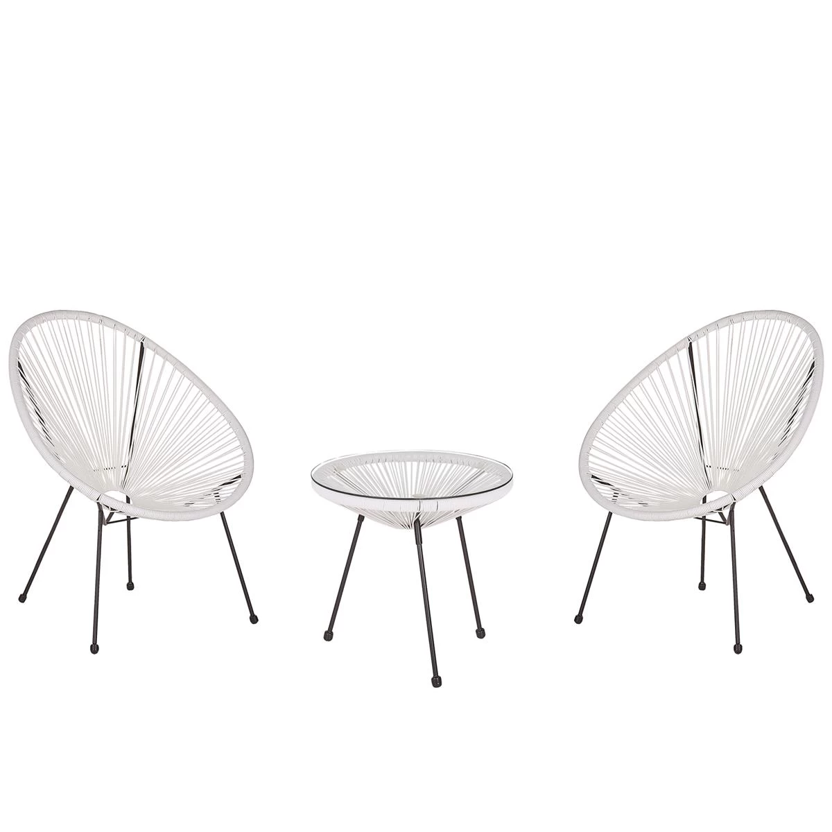 Beliani - ACAPULCO II - Bistroset Voor 2 - Wit - PE Rotan