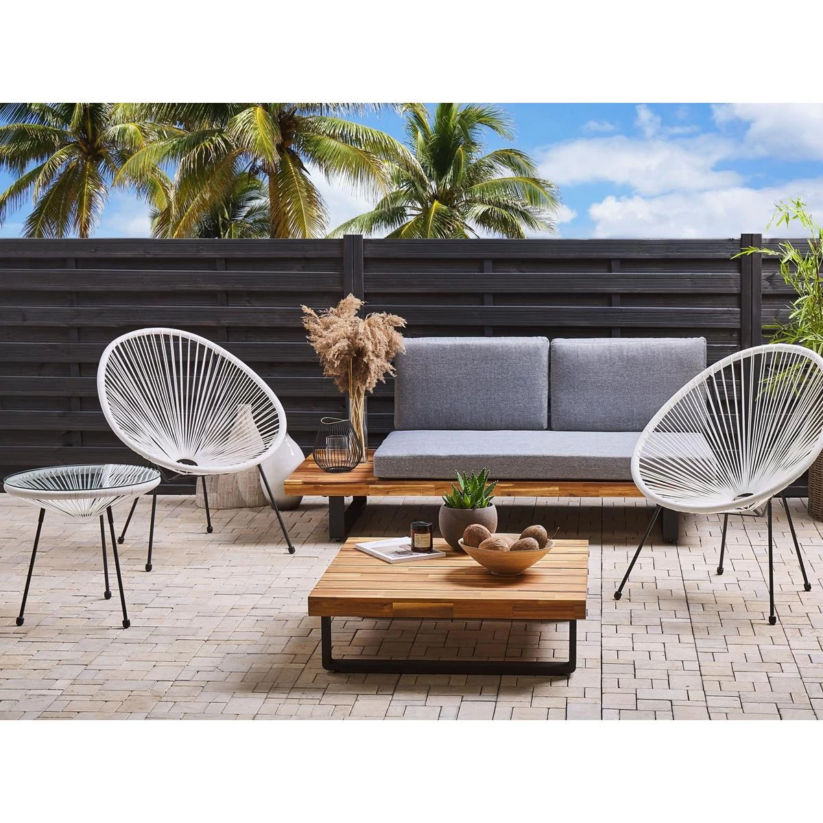 Beliani - ACAPULCO II - Bistroset Voor 2 - Wit - PE Rotan - Afbeelding 2