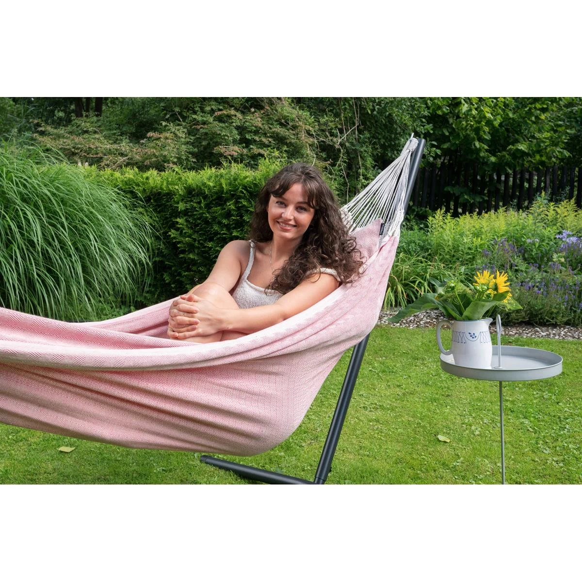 Tropilex® Hangmat Met Standaard Eénpersoons Easy & Natural Pink Roze - Afbeelding 8