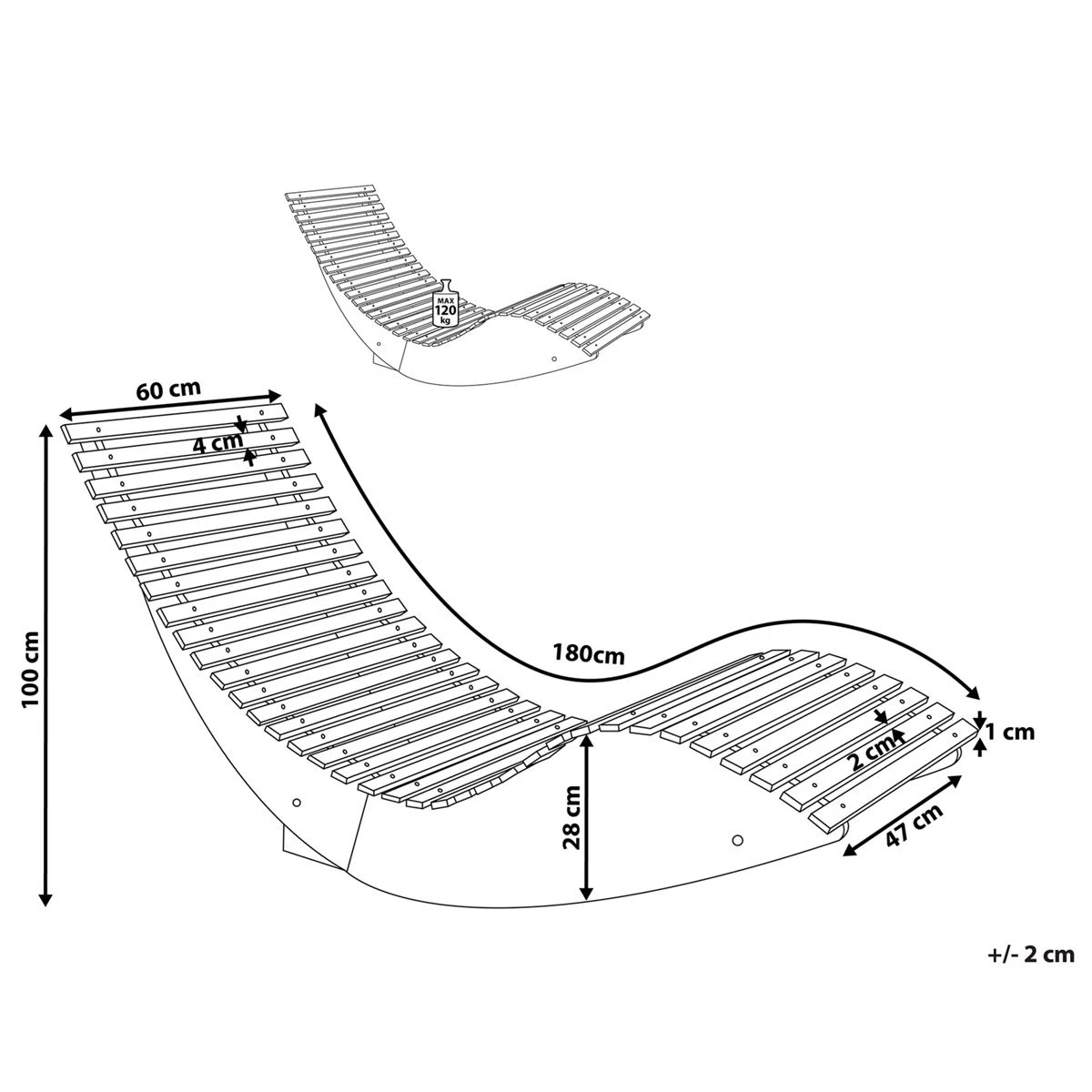 Beliani - BRESCIA - Strandstoel - Lichte Houtkleur - Acaciahout - Afbeelding 12