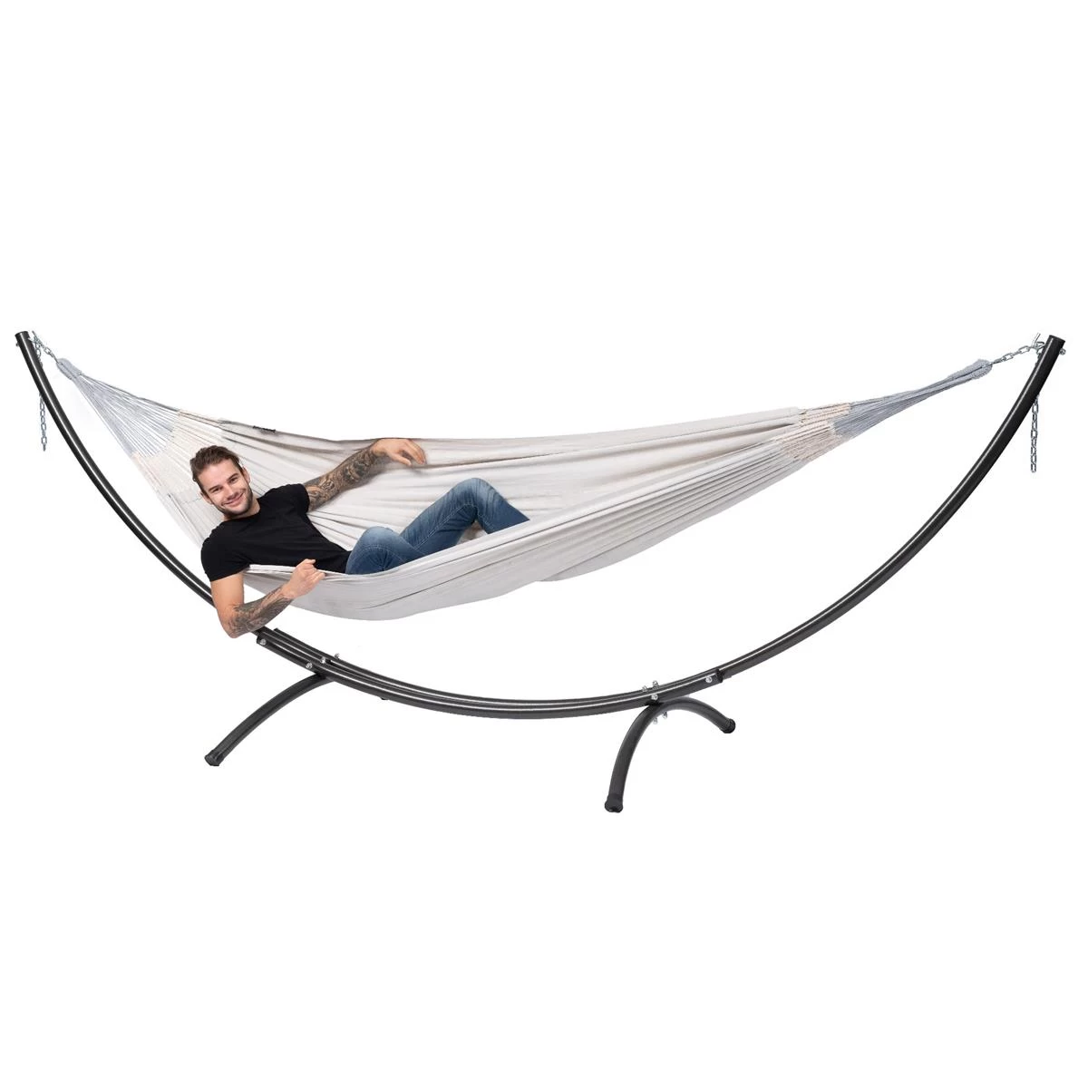 Hangmat Met Standaard Tweepersoons 'Arc & Comfort' Pearl - Afbeelding 5